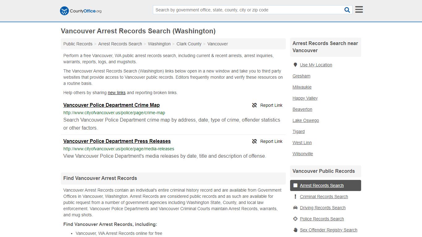 Arrest Records Search - Vancouver, WA (Arrests & Mugshots) - County Office