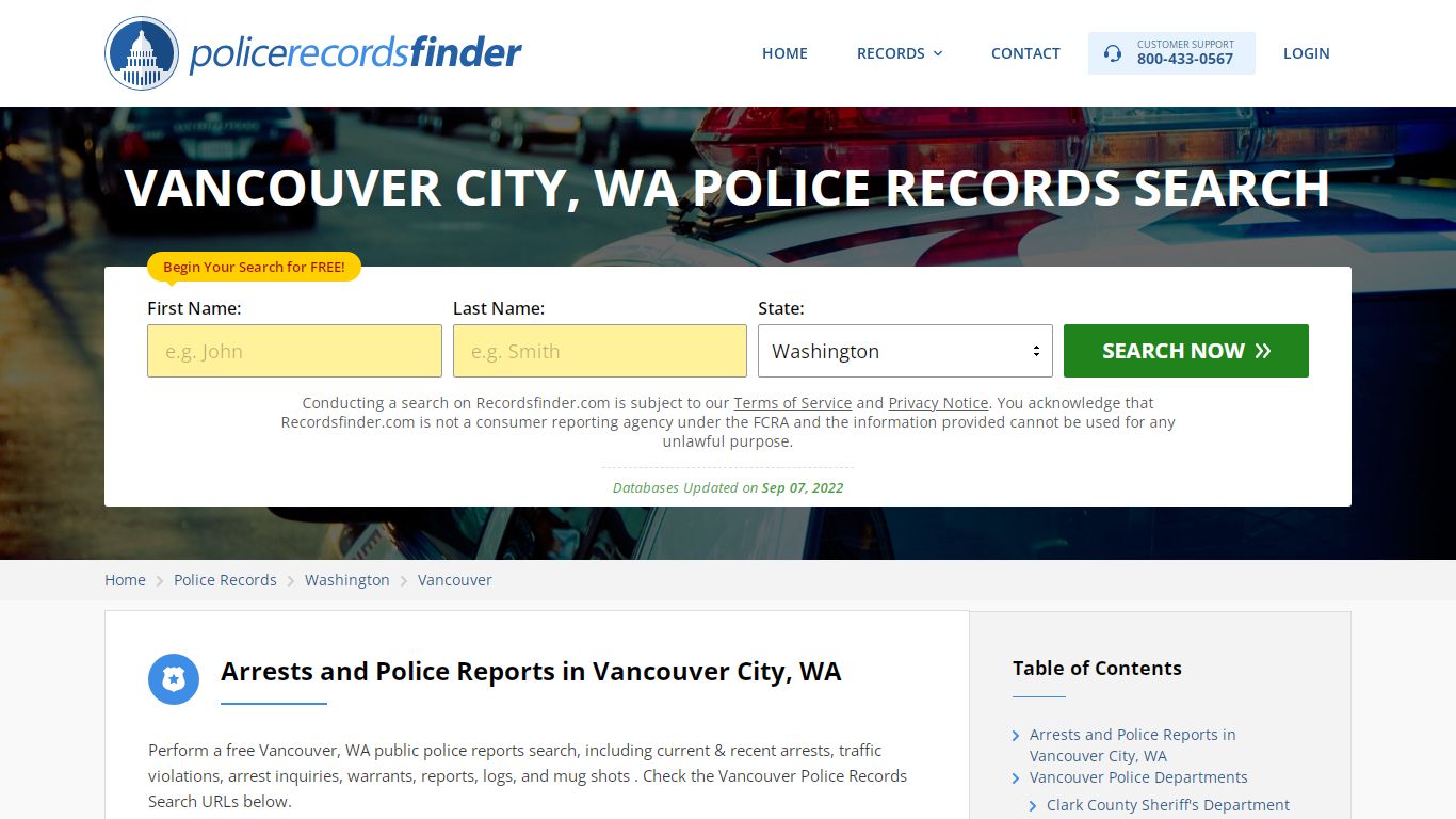 VANCOUVER CITY, WA POLICE RECORDS SEARCH - RecordsFinder