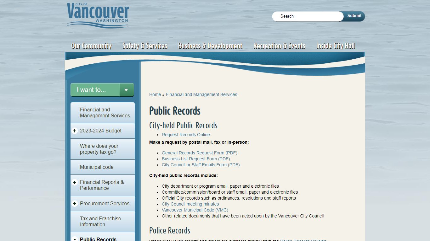 Public Records | City of Vancouver, Washington, USA